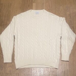 Sunday Best Peggy Cable Knit XXS Oversize Sweater Merino Blend Winter White EUC